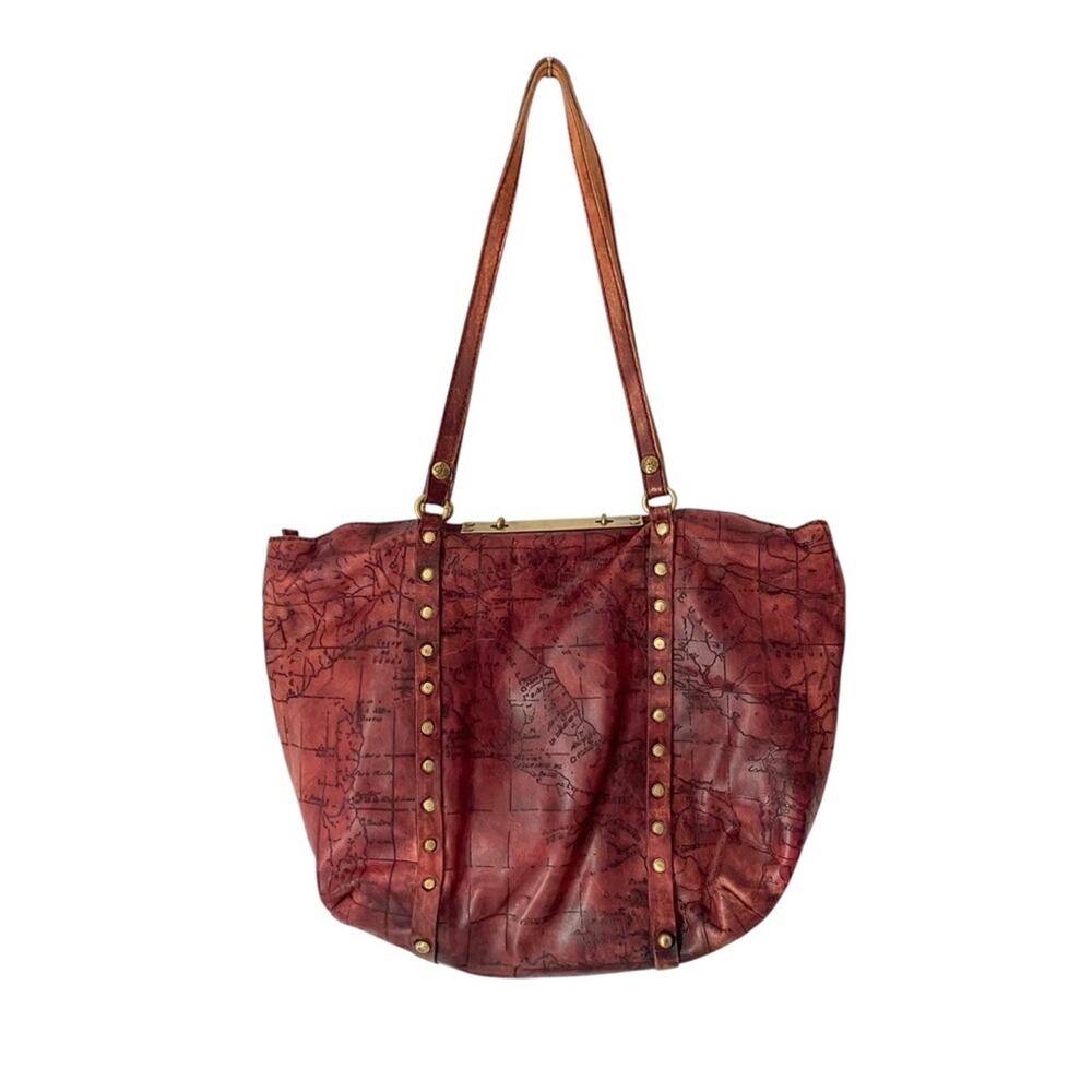 Patricia Nash Burgundy Extra Lag Leather Map Purse Bag